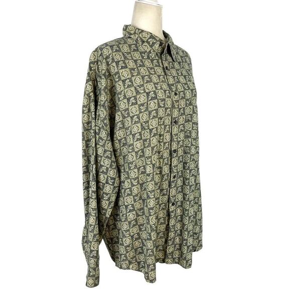 Vintage Rinnovato Geometric Abstract Print 100% Silk Oversized Shirt Size XL - Picture 7 of 12